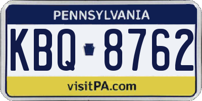 PA license plate KBQ8762