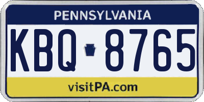 PA license plate KBQ8765