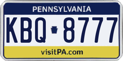 PA license plate KBQ8777