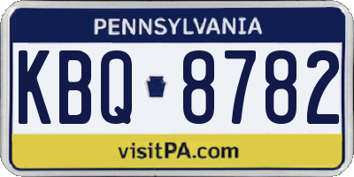 PA license plate KBQ8782