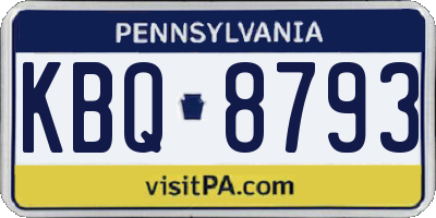 PA license plate KBQ8793
