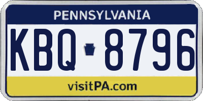 PA license plate KBQ8796