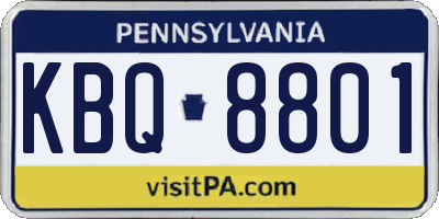 PA license plate KBQ8801