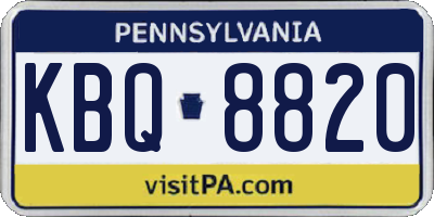 PA license plate KBQ8820