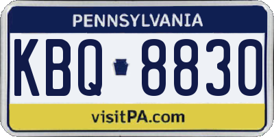 PA license plate KBQ8830