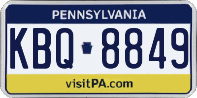 PA license plate KBQ8849