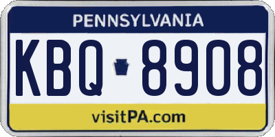PA license plate KBQ8908