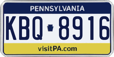 PA license plate KBQ8916