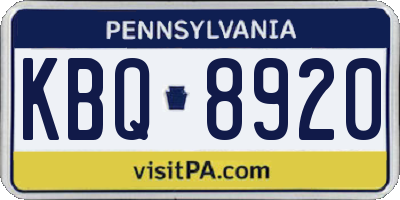 PA license plate KBQ8920