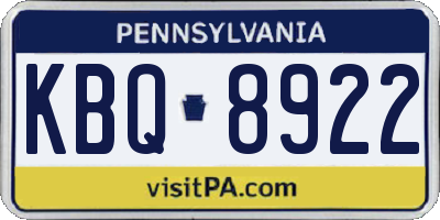 PA license plate KBQ8922