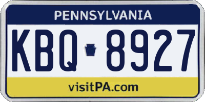 PA license plate KBQ8927