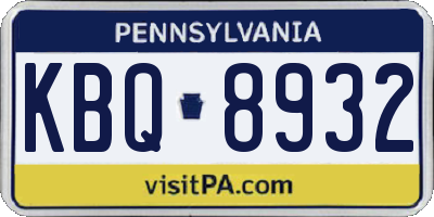 PA license plate KBQ8932
