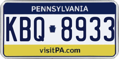 PA license plate KBQ8933