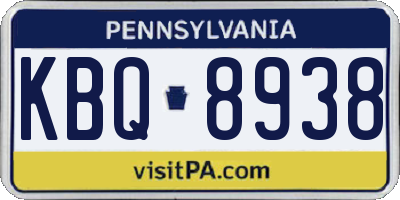 PA license plate KBQ8938