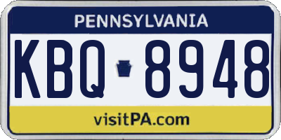PA license plate KBQ8948