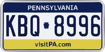 PA license plate KBQ8996