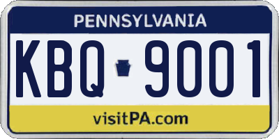 PA license plate KBQ9001