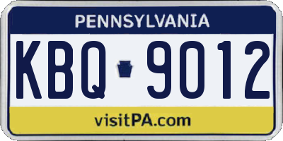 PA license plate KBQ9012