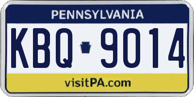 PA license plate KBQ9014