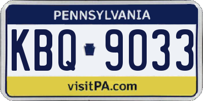 PA license plate KBQ9033