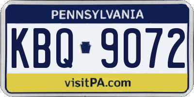 PA license plate KBQ9072
