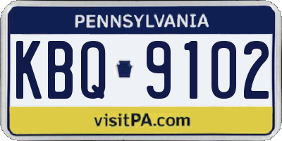 PA license plate KBQ9102