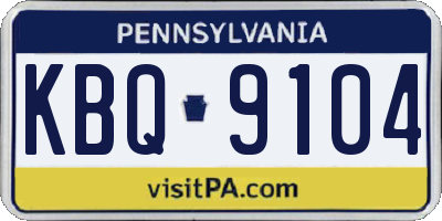 PA license plate KBQ9104