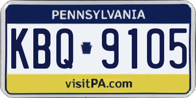 PA license plate KBQ9105
