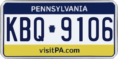 PA license plate KBQ9106