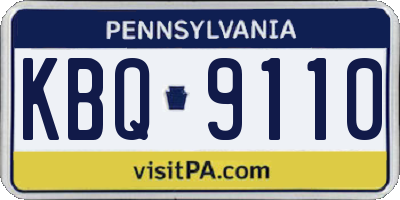 PA license plate KBQ9110