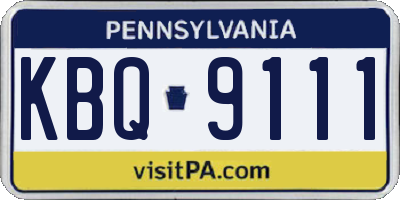 PA license plate KBQ9111