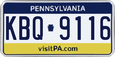 PA license plate KBQ9116