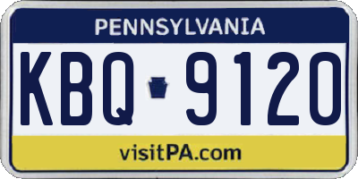 PA license plate KBQ9120