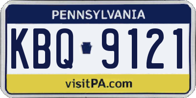 PA license plate KBQ9121