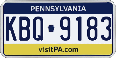 PA license plate KBQ9183