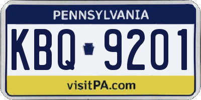 PA license plate KBQ9201