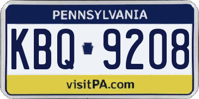 PA license plate KBQ9208