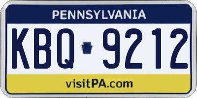 PA license plate KBQ9212