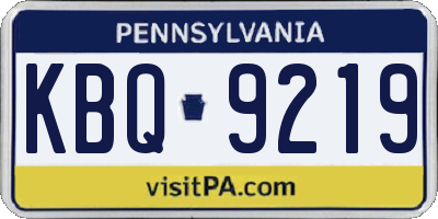 PA license plate KBQ9219