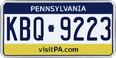 PA license plate KBQ9223