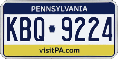 PA license plate KBQ9224