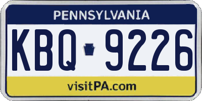 PA license plate KBQ9226