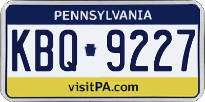 PA license plate KBQ9227