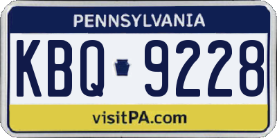 PA license plate KBQ9228
