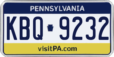PA license plate KBQ9232