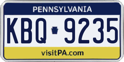 PA license plate KBQ9235
