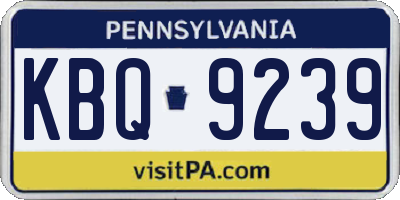 PA license plate KBQ9239