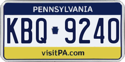 PA license plate KBQ9240
