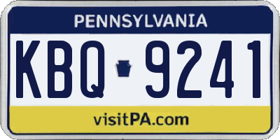 PA license plate KBQ9241