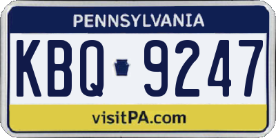 PA license plate KBQ9247